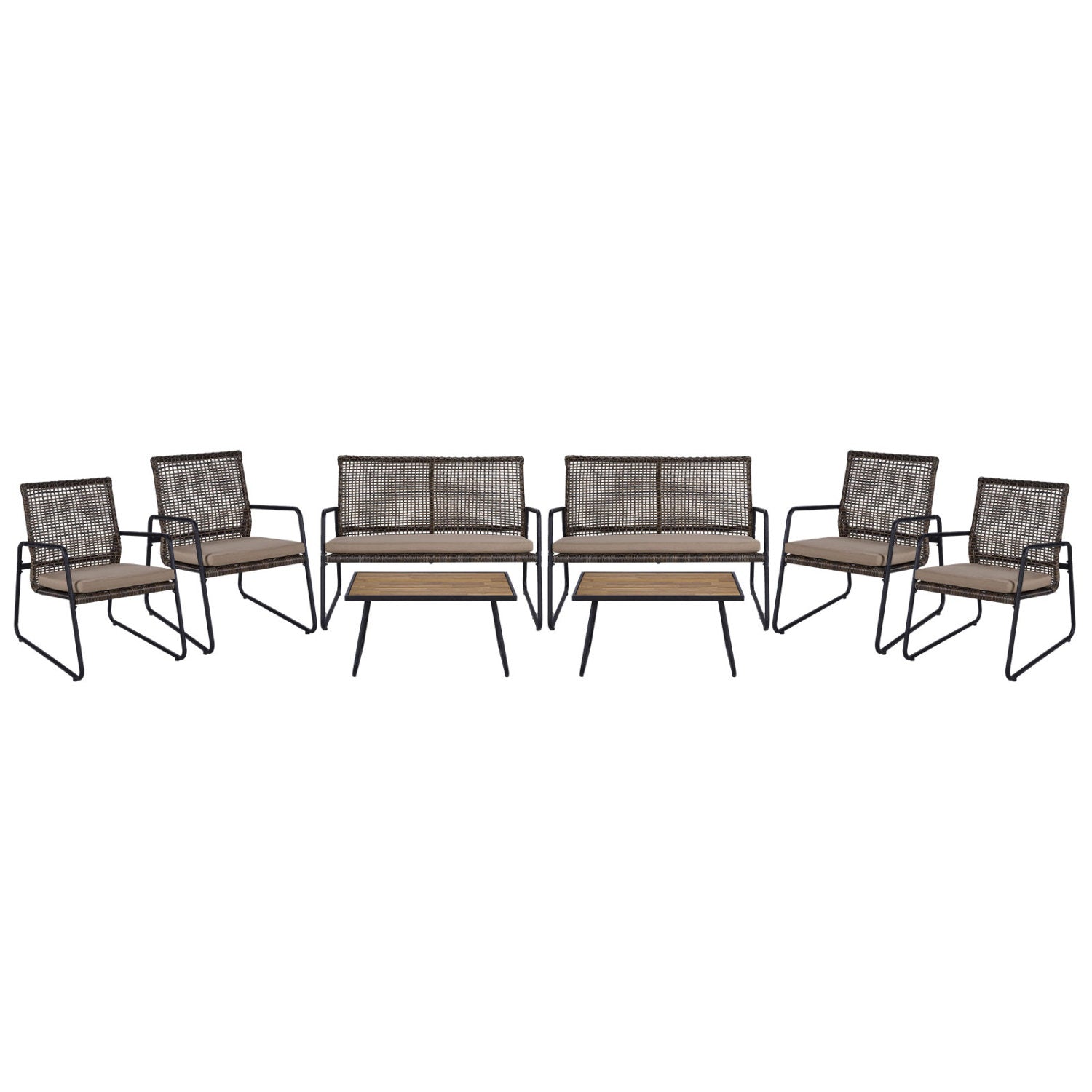 4 Pieces Patio Furniture Set with Acacia Wood Coffee Table and Zippered Cushions-Mix Brown, Brown Patio Furniture Sets at Gallery Canada