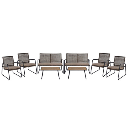 4 Pieces Patio Furniture Set with Acacia Wood Coffee Table and Zippered Cushions-Mix Brown, Brown Patio Furniture Sets at Gallery Canada