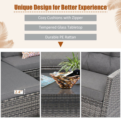 4 Piece Patio Rattan Furniture Set With Cushion, Gray Outdoor Sectionals at Gallery Canada