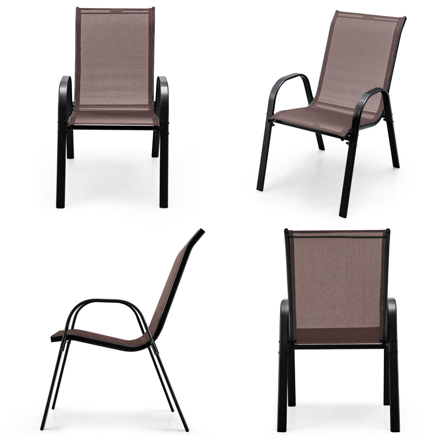 4 Piece Stackable Patio Dining Chairs Set, Brown Patio Dining Chairs at Gallery Canada