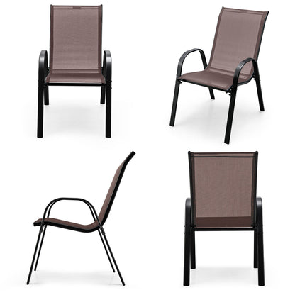 4 Piece Stackable Patio Dining Chairs Set, Brown Patio Dining Chairs at Gallery Canada
