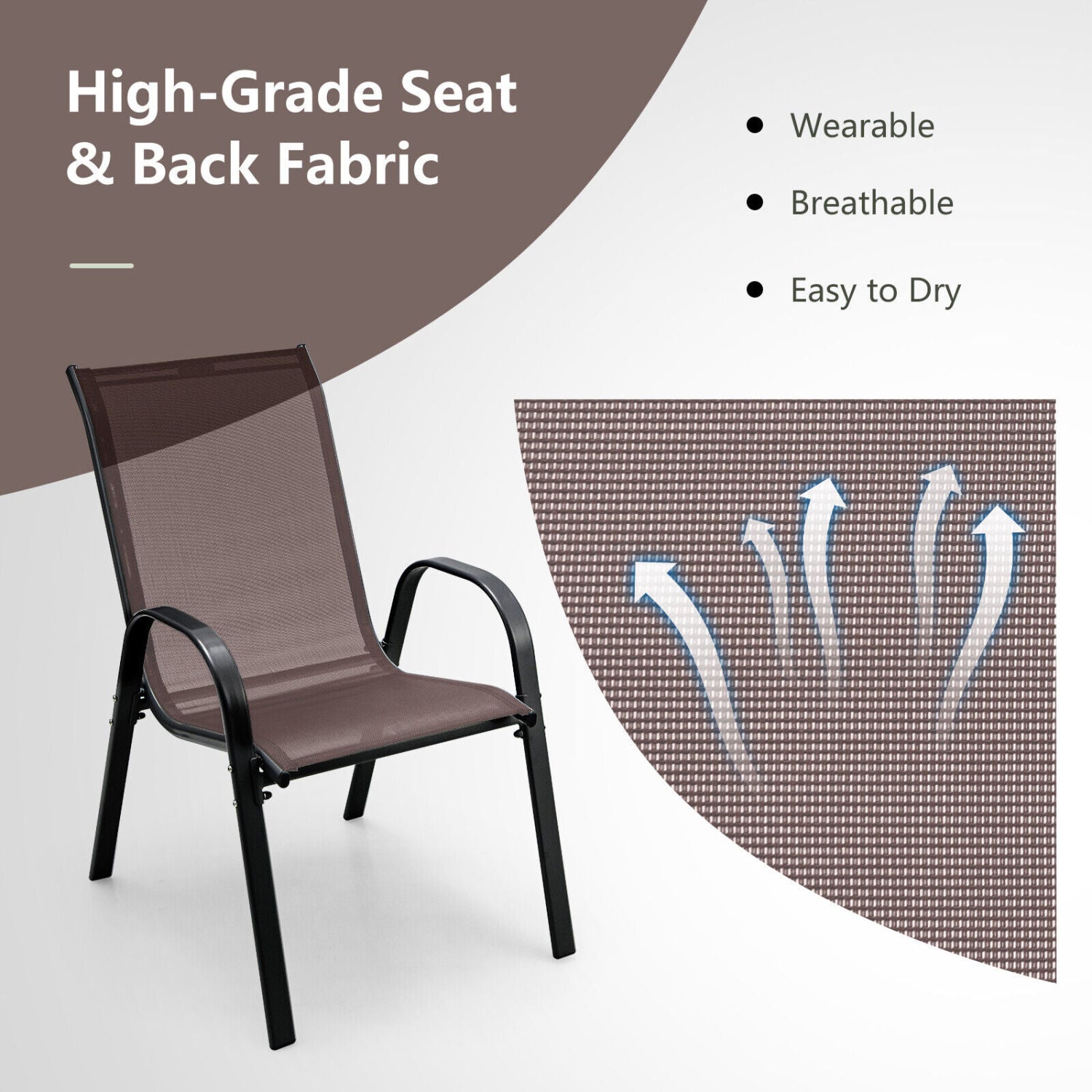 4 Piece Stackable Patio Dining Chairs Set, Brown Patio Dining Chairs at Gallery Canada