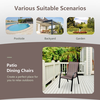 4 Piece Stackable Patio Dining Chairs Set, Brown Patio Dining Chairs at Gallery Canada