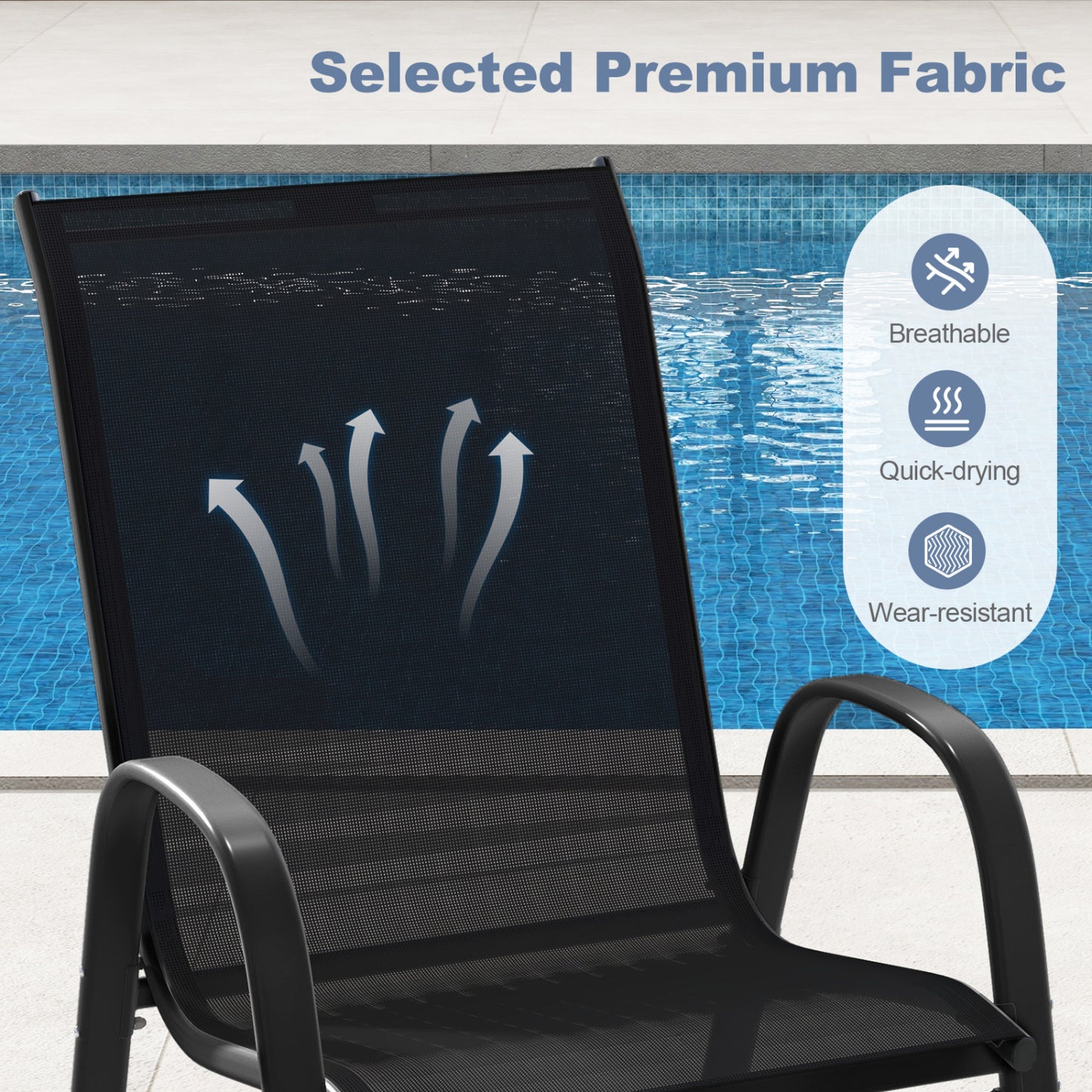 4-Piece Stackable Patio Dining Chairs Set, Black Patio Dining Chairs at Gallery Canada