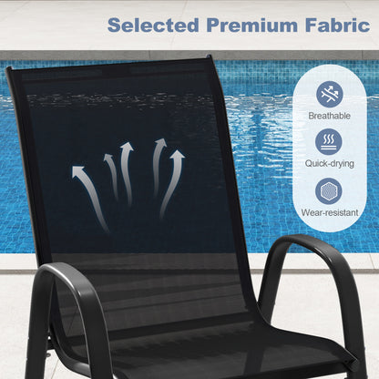 4-Piece Stackable Patio Dining Chairs Set, Black Patio Dining Chairs at Gallery Canada