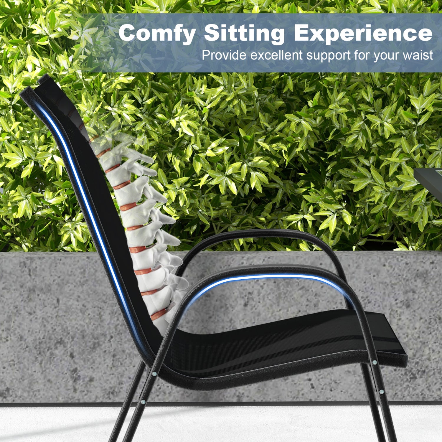 4-Piece Stackable Patio Dining Chairs Set, Black Patio Dining Chairs at Gallery Canada