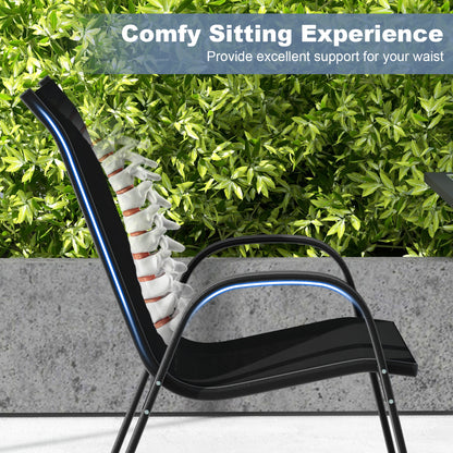 4-Piece Stackable Patio Dining Chairs Set, Black Patio Dining Chairs at Gallery Canada