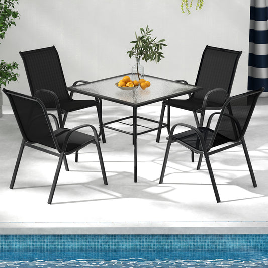 4-Piece Stackable Patio Dining Chairs Set, Black Patio Dining Chairs Black at Gallery Canada