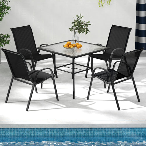4-Piece Stackable Patio Dining Chairs Set, Black