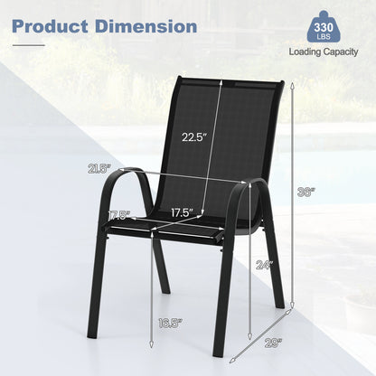 4-Piece Stackable Patio Dining Chairs Set, Black Patio Dining Chairs at Gallery Canada