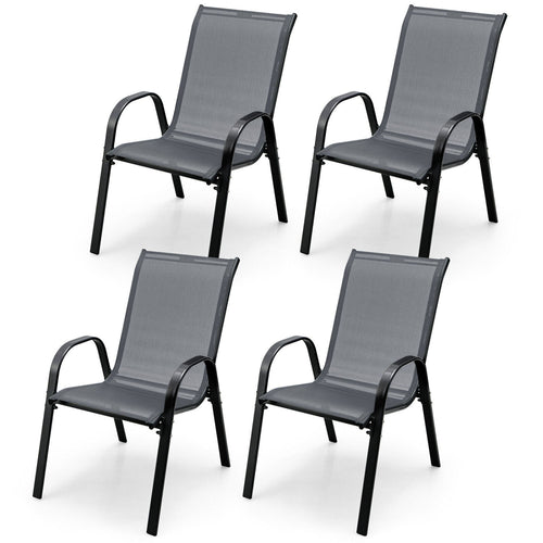 4-Piece Stackable Patio Dining Chairs Set, Gray