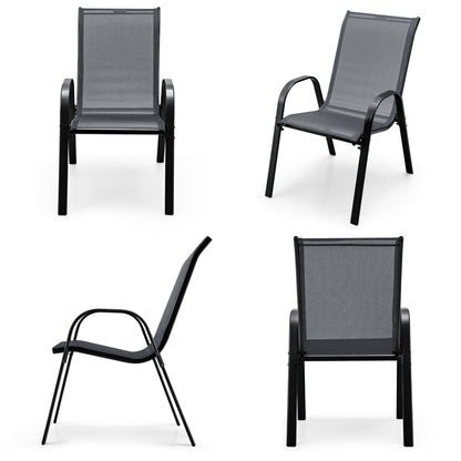 4-Piece Stackable Patio Dining Chairs Set, Gray Patio Dining Chairs at Gallery Canada
