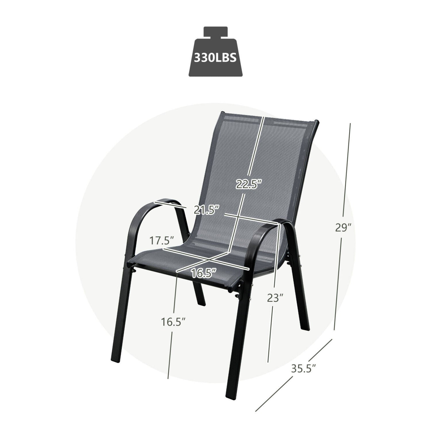 4-Piece Stackable Patio Dining Chairs Set, Gray Patio Dining Chairs at Gallery Canada