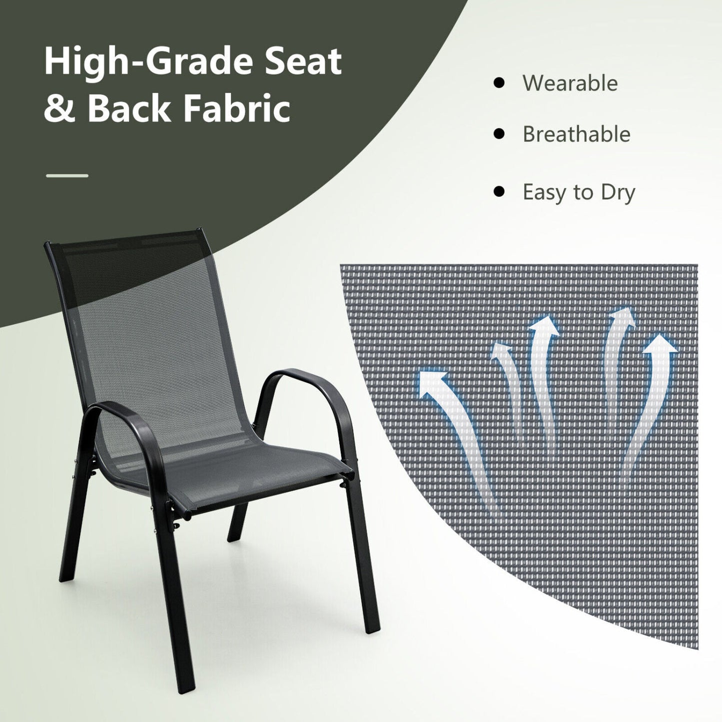 4-Piece Stackable Patio Dining Chairs Set, Gray Patio Dining Chairs at Gallery Canada