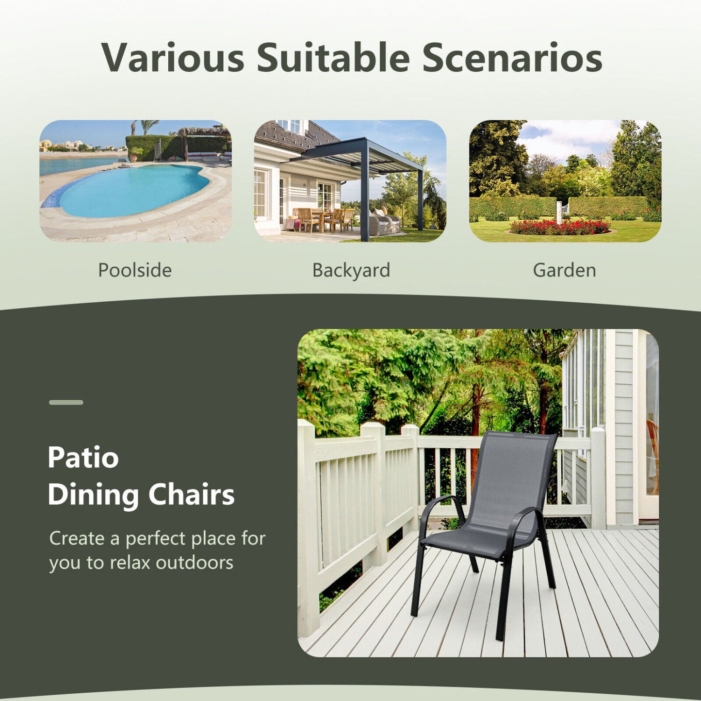 4-Piece Stackable Patio Dining Chairs Set, Gray Patio Dining Chairs at Gallery Canada