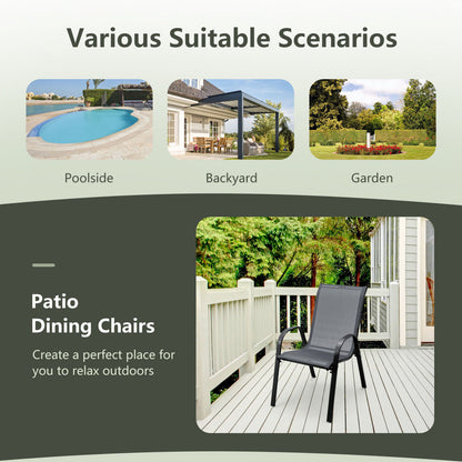 4-Piece Stackable Patio Dining Chairs Set, Gray Patio Dining Chairs at Gallery Canada