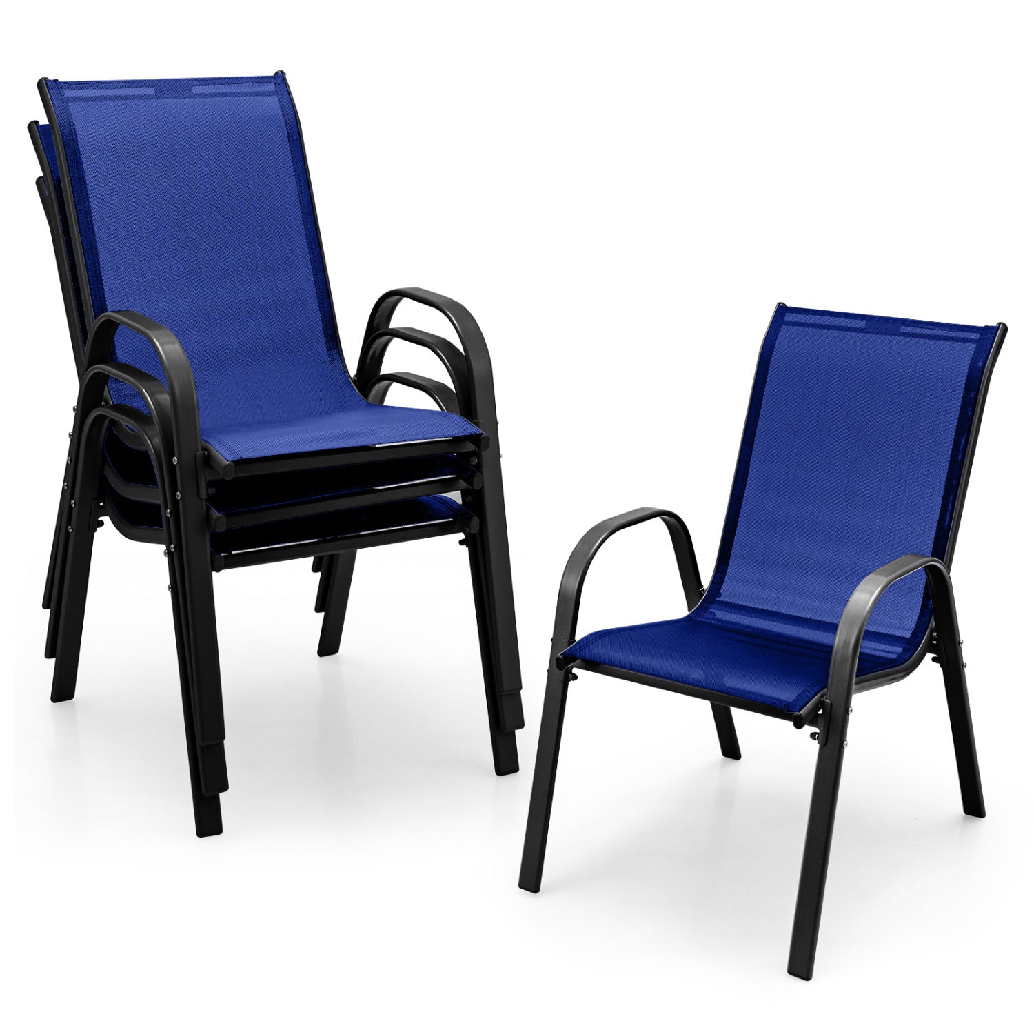 4 Piece Stackable Patio Dining Chairs Set, Navy Patio Dining Chairs at Gallery Canada