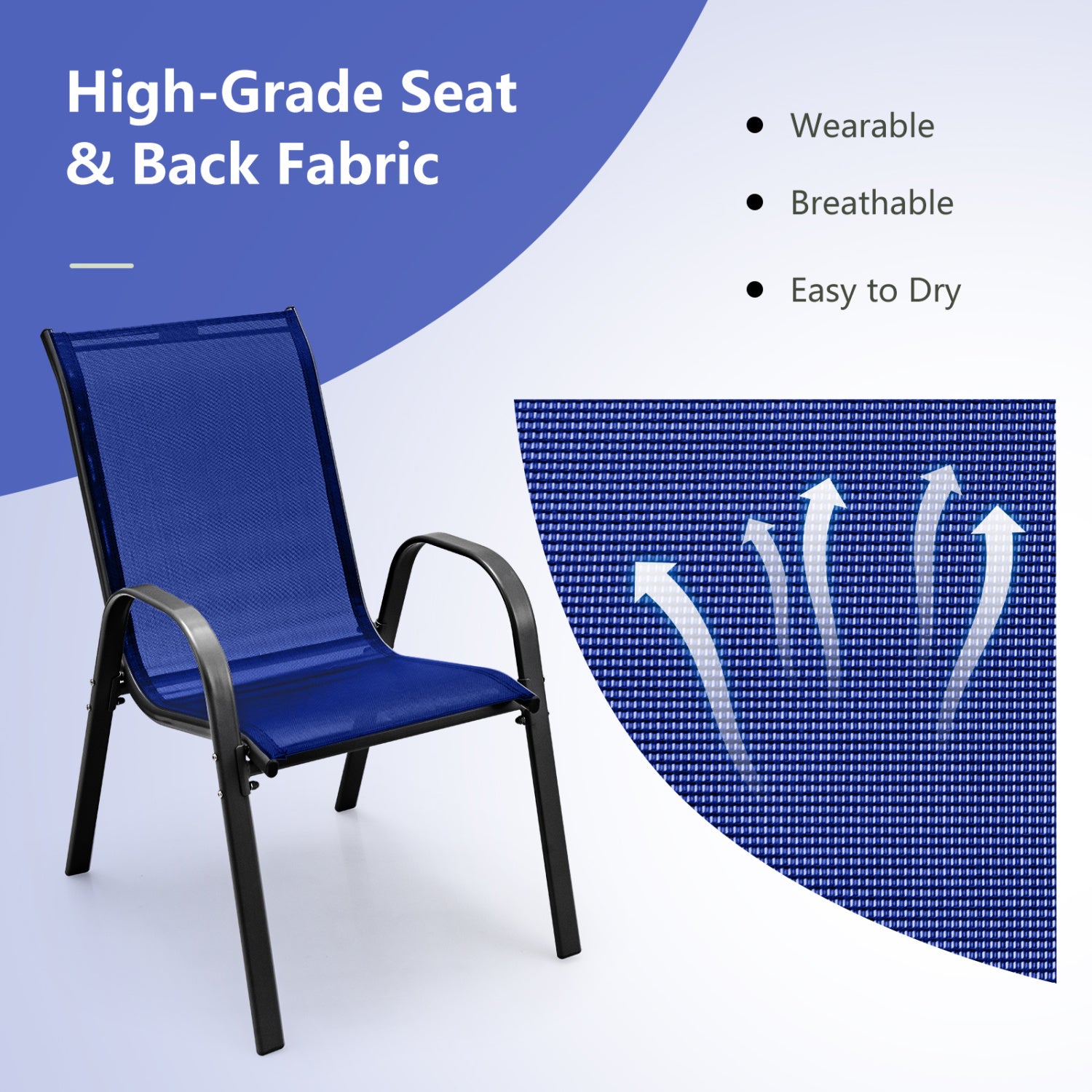 4 Piece Stackable Patio Dining Chairs Set, Navy Patio Dining Chairs at Gallery Canada