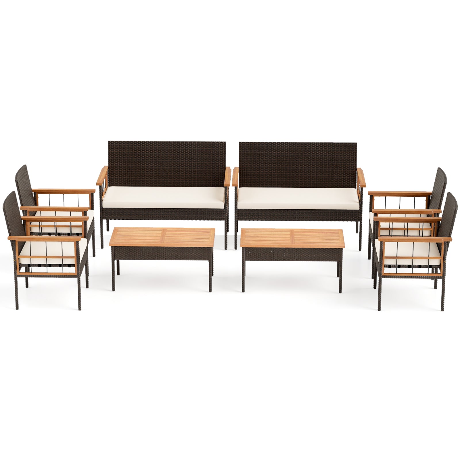 4-Piece Wicker Furniture Set, Acacia Wood Tabletop, White Patio Conversation Sets at Gallery Canada