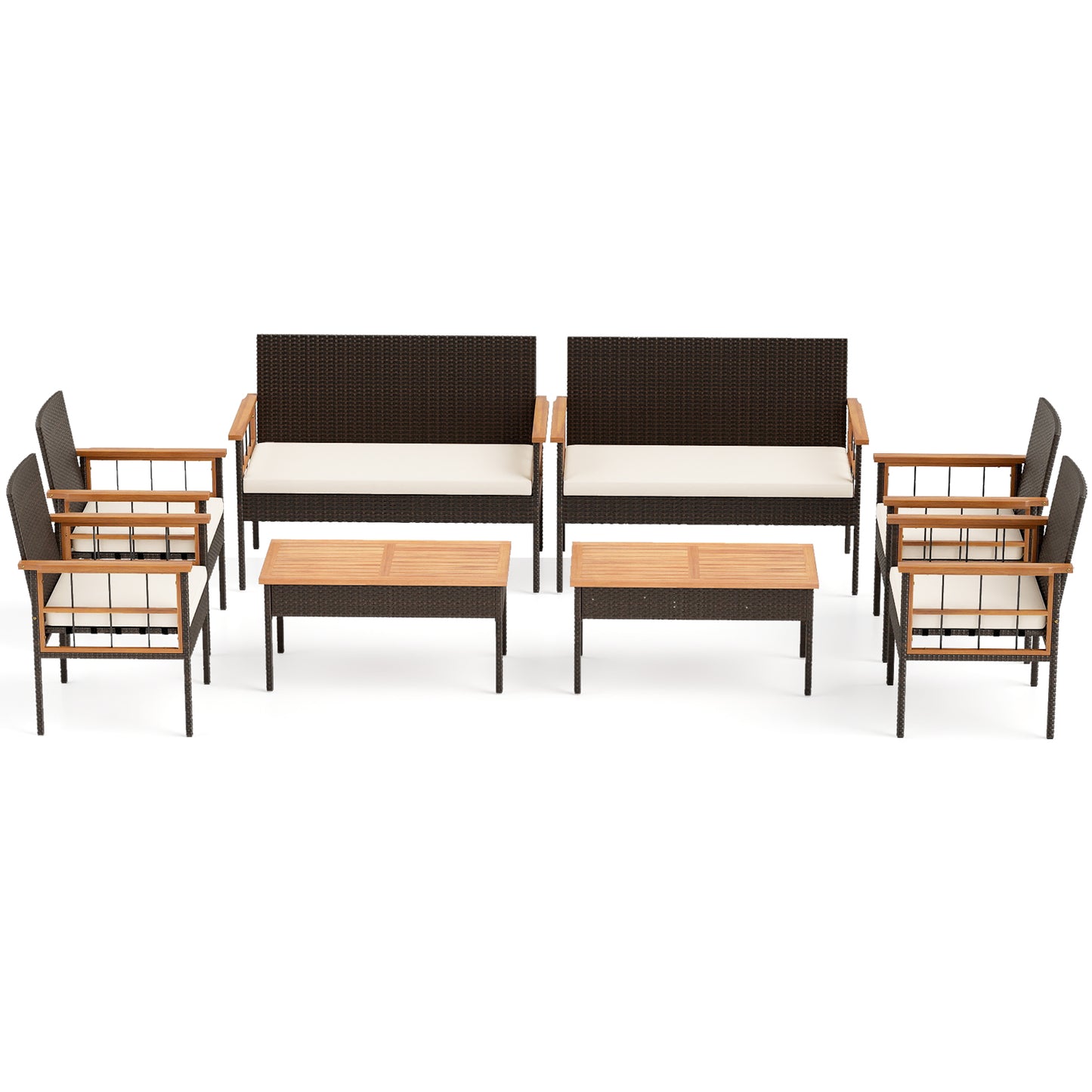 4-Piece Wicker Furniture Set, Acacia Wood Tabletop, White Patio Conversation Sets at Gallery Canada