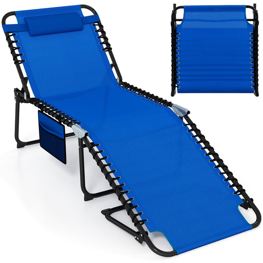 4 Position Folding Chaise, Adjustable Backrest, Footrest, Navy