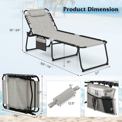 4 Position Folding Chaise, Adjustable Backrest, Footrest, Gray Outdoor Chaise Lounges at Gallery Canada