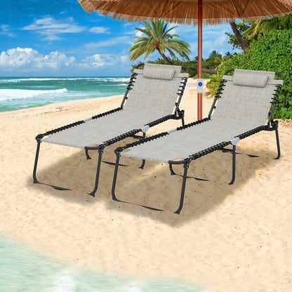 4 Position Folding Chaise, Adjustable Backrest, Footrest, Gray Outdoor Chaise Lounges at Gallery Canada