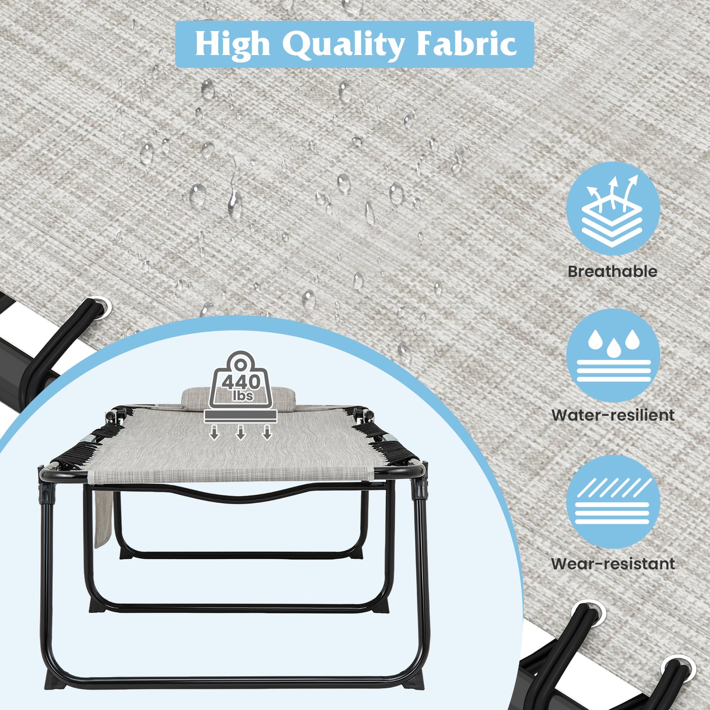 4 Position Folding Chaise, Adjustable Backrest, Footrest, Gray Outdoor Chaise Lounges at Gallery Canada