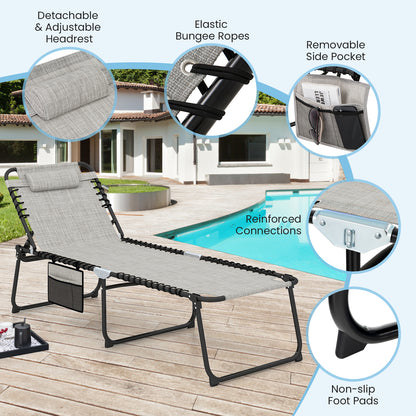 4 Position Folding Chaise, Adjustable Backrest, Footrest, Gray Outdoor Chaise Lounges at Gallery Canada