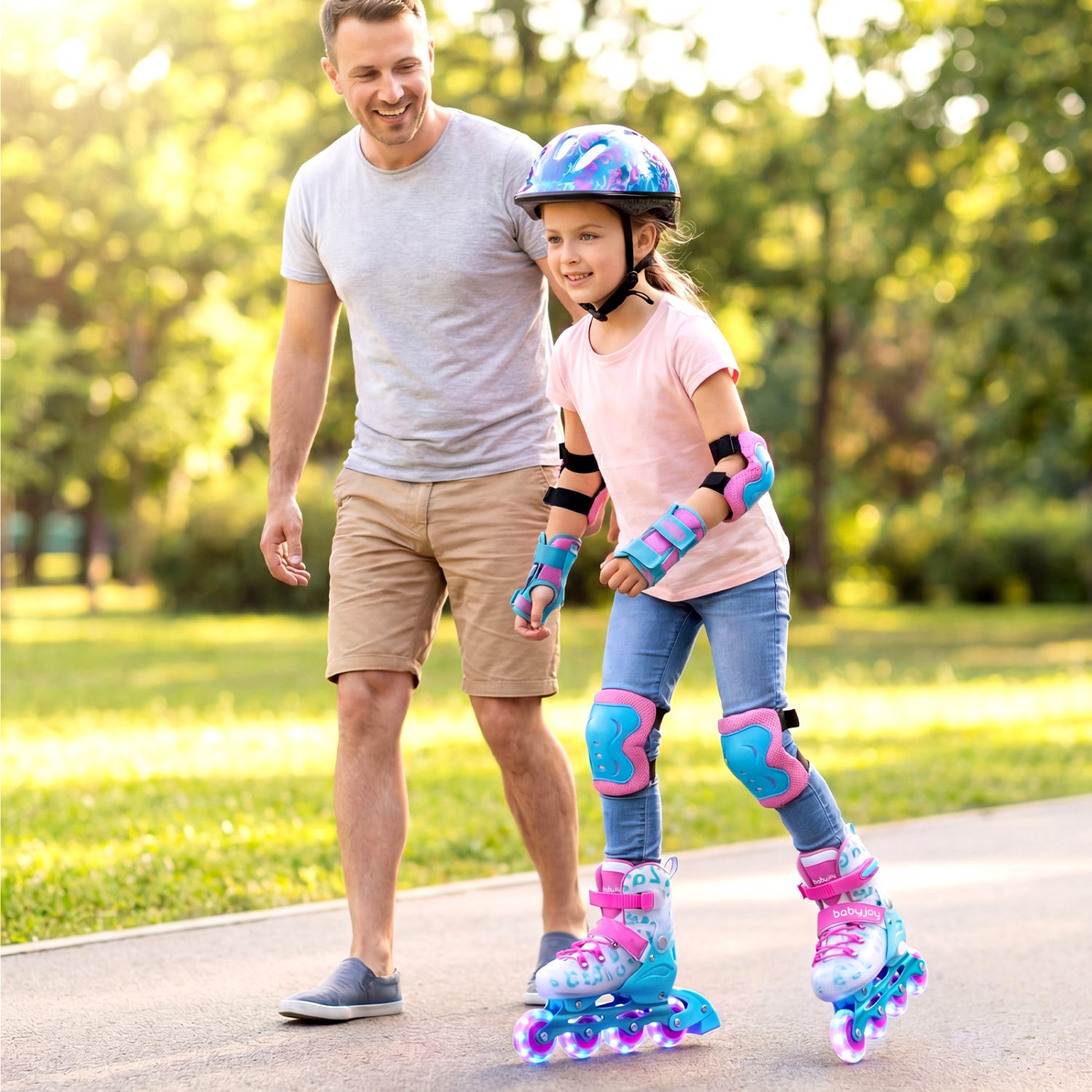4-Size Adjustable Kids Inline Skates, Light Up Wheels, Pink, Blue Toy Sports at Gallery Canada