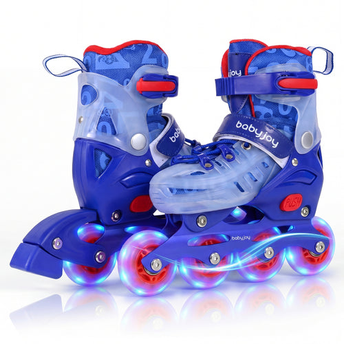 Kids Inline Skates, 4-Size Adjustable, Ages 5-7, Blue