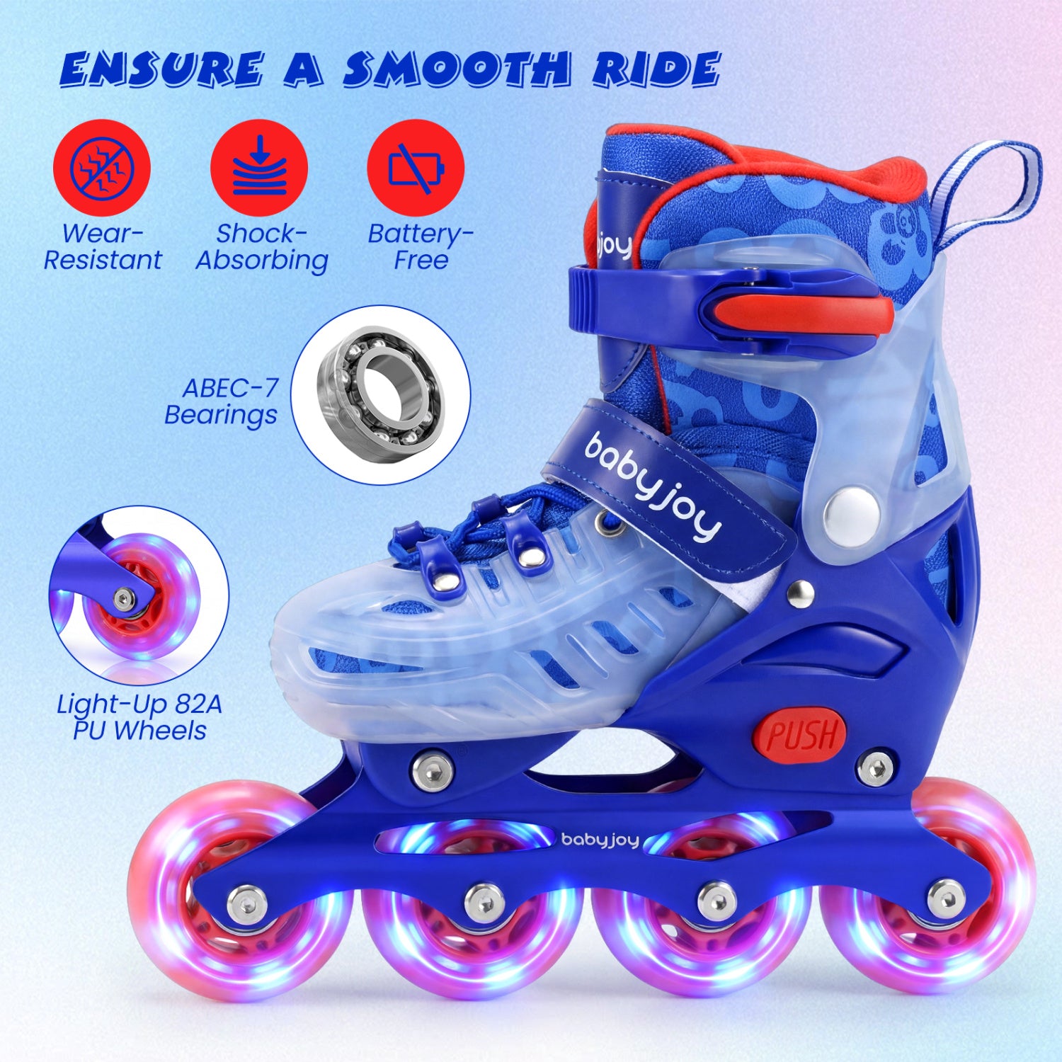 Kids Inline Skates, 4-Size Adjustable, Ages 5-7, Blue Toy Sports at Gallery Canada