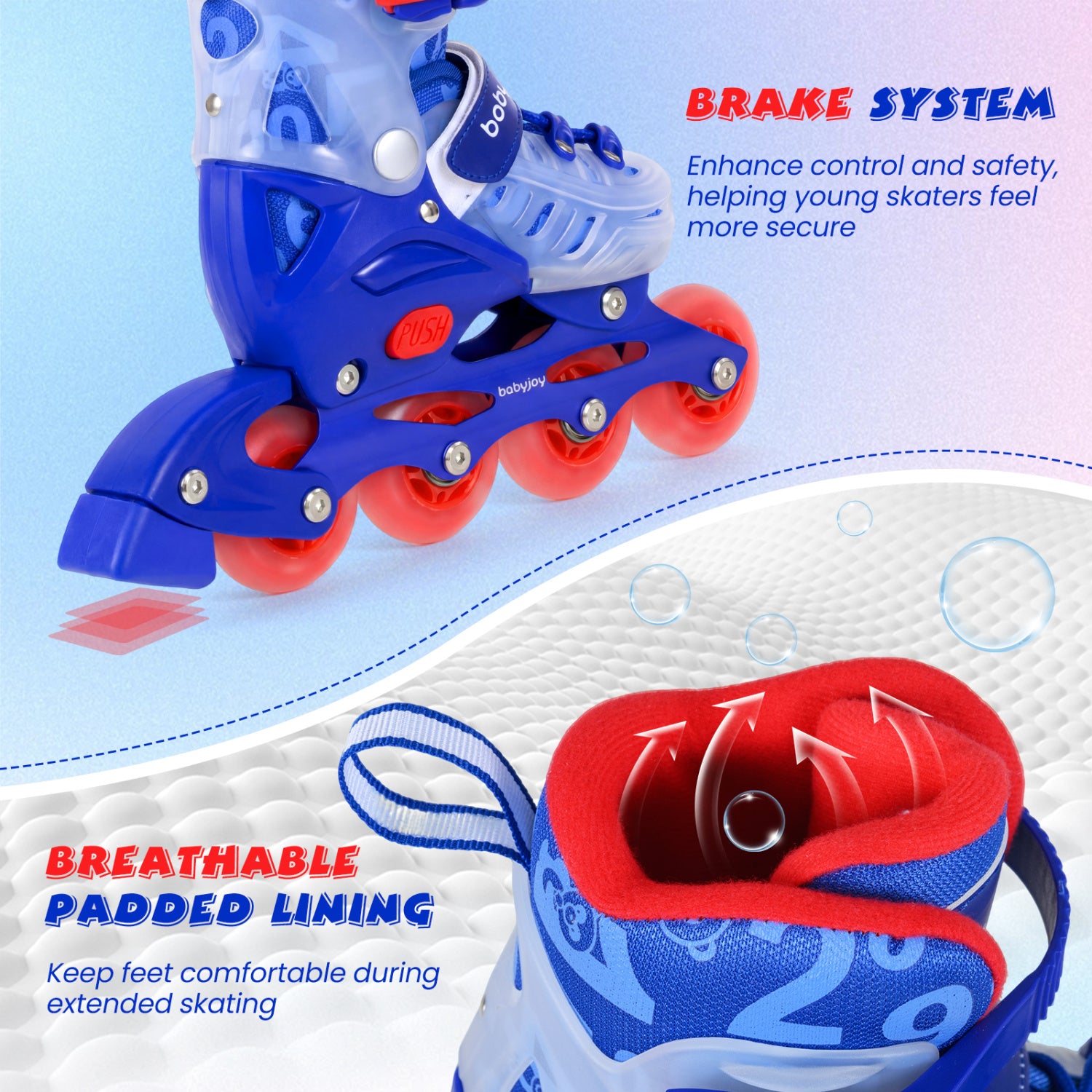 Kids Inline Skates, 4-Size Adjustable, Ages 5-7, Blue Toy Sports at Gallery Canada