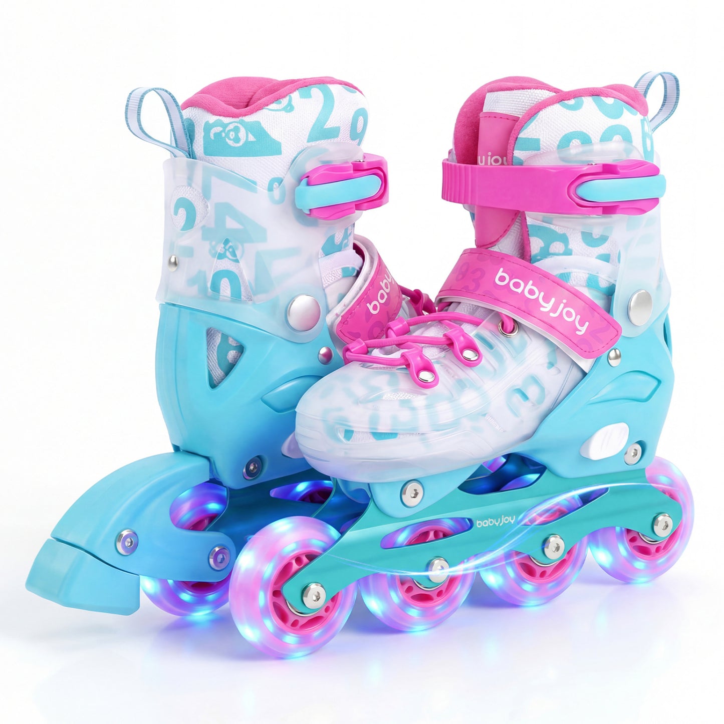 Adjustable Kids Inline Skates, 4-Size, Blue And Pink Toy Sports Pink & Blue at Gallery Canada