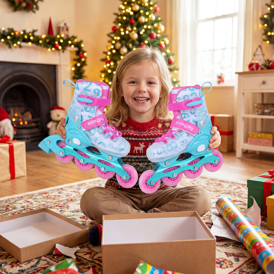Adjustable Kids Inline Skates, 4-Size, Blue And Pink Toy Sports Pink & Blue at Gallery Canada
