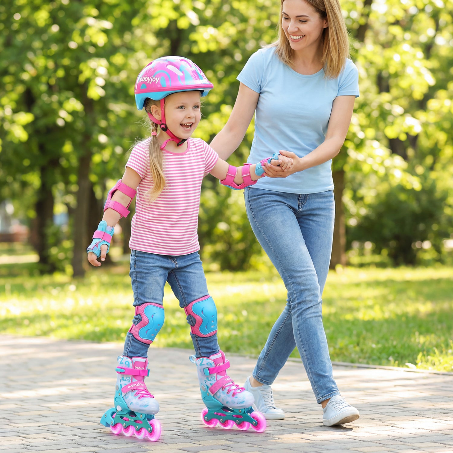 Adjustable Kids Inline Skates, 4-Size, Blue And Pink Toy Sports at Gallery Canada