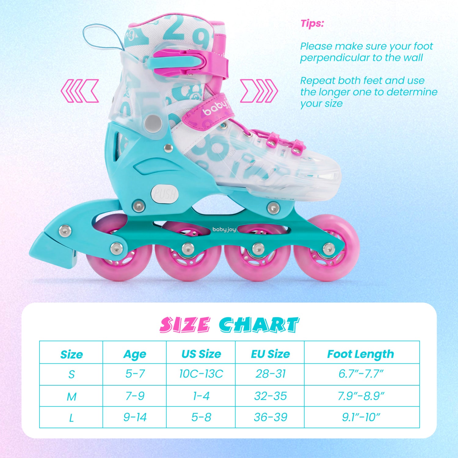 Adjustable Kids Inline Skates, 4-Size, Blue And Pink Toy Sports at Gallery Canada