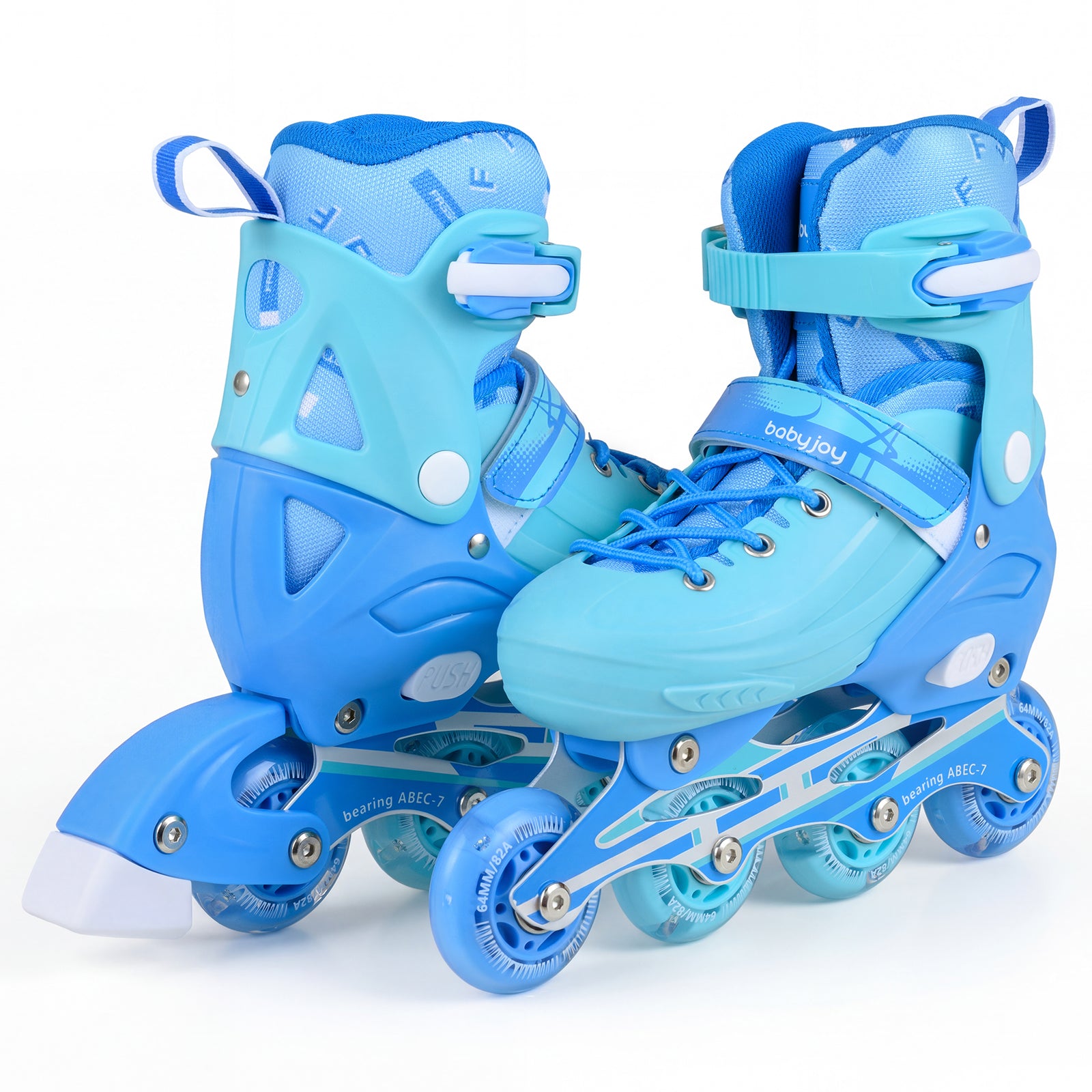 Light-Up Kids Inline Skates, 4-Size Adjustable, Ages 9-14, Blue