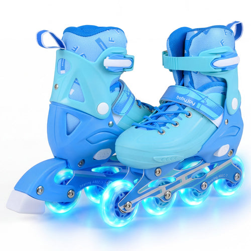 Adjustable Light-Up Inline Skates, Sizes 5-7, Blue