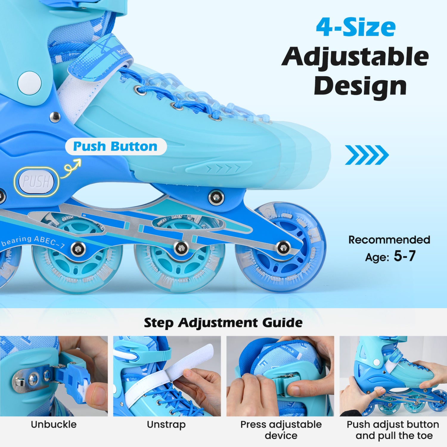 Adjustable Light-Up Inline Skates, Sizes 5-7, Blue Toy Sports at Gallery Canada