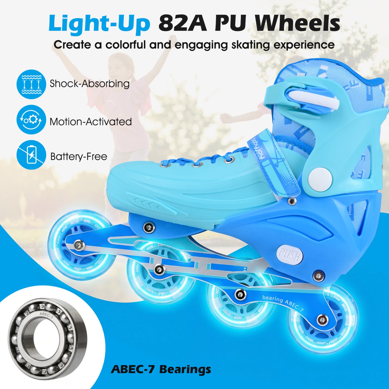 Adjustable Light-Up Inline Skates, Sizes 5-7, Blue Toy Sports at Gallery Canada