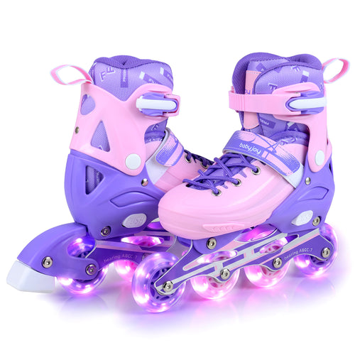 Adjustable Light-Up Inline Skates, Toddlers 5-7, Purple