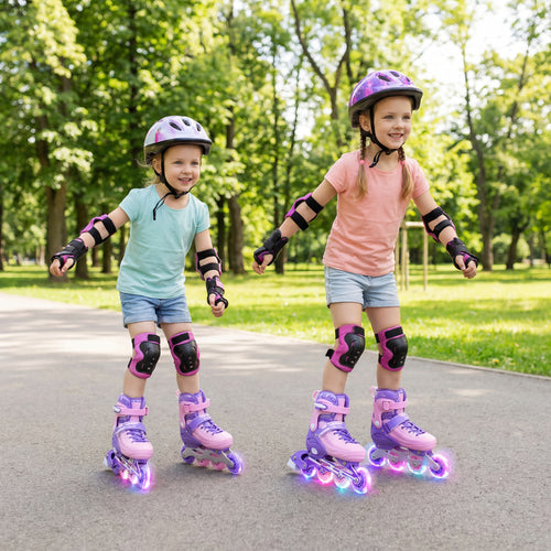 Adjustable Light-Up Inline Skates, Toddlers 5-7, Purple