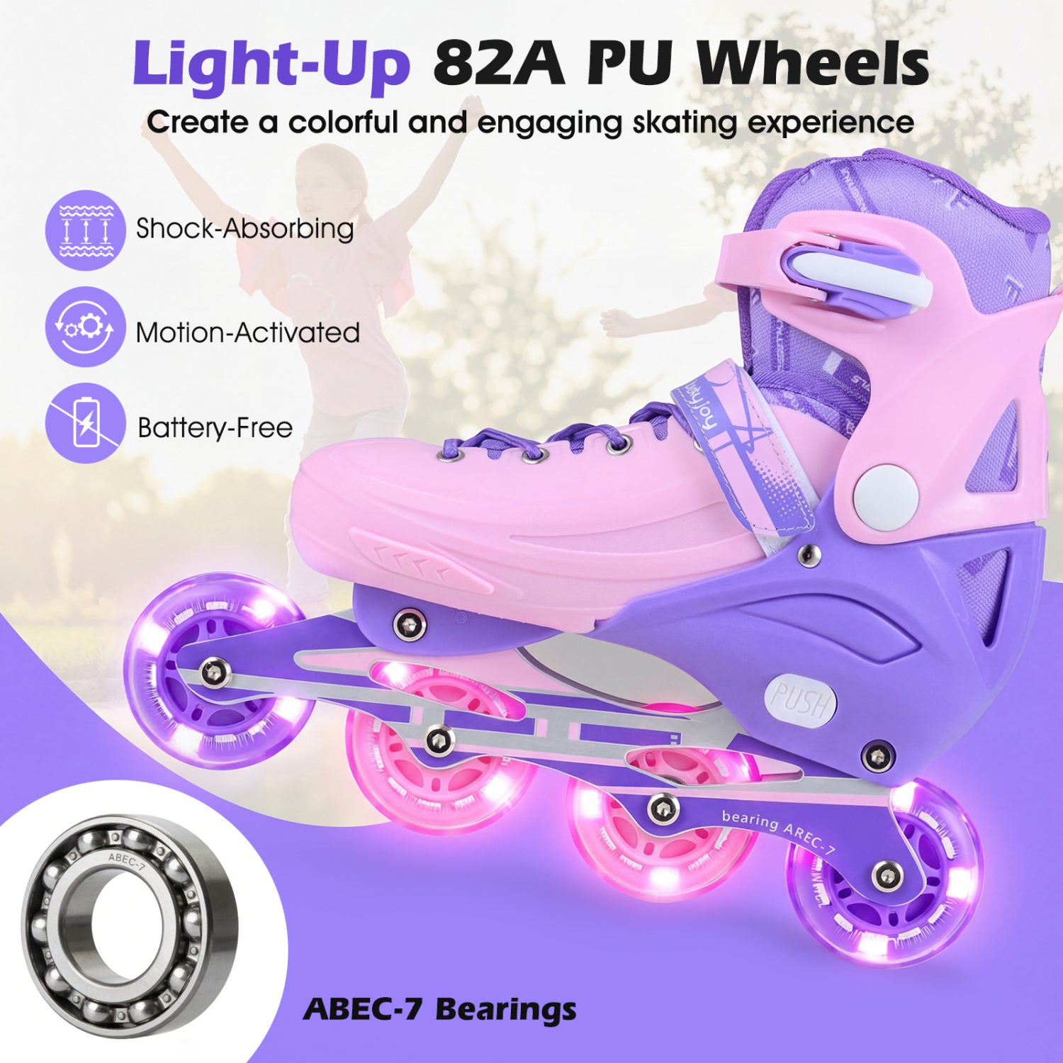 Adjustable Light-Up Inline Skates, Toddlers 5-7, Purple Toy Sports at Gallery Canada