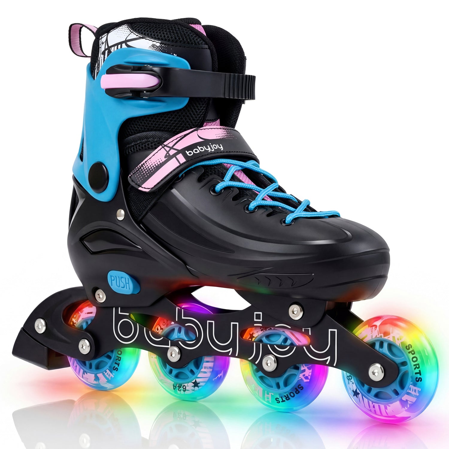 Light-Up Adjustable Inline Skates, 4-Size, Ages 7-9, Black Toy Sports at Gallery Canada