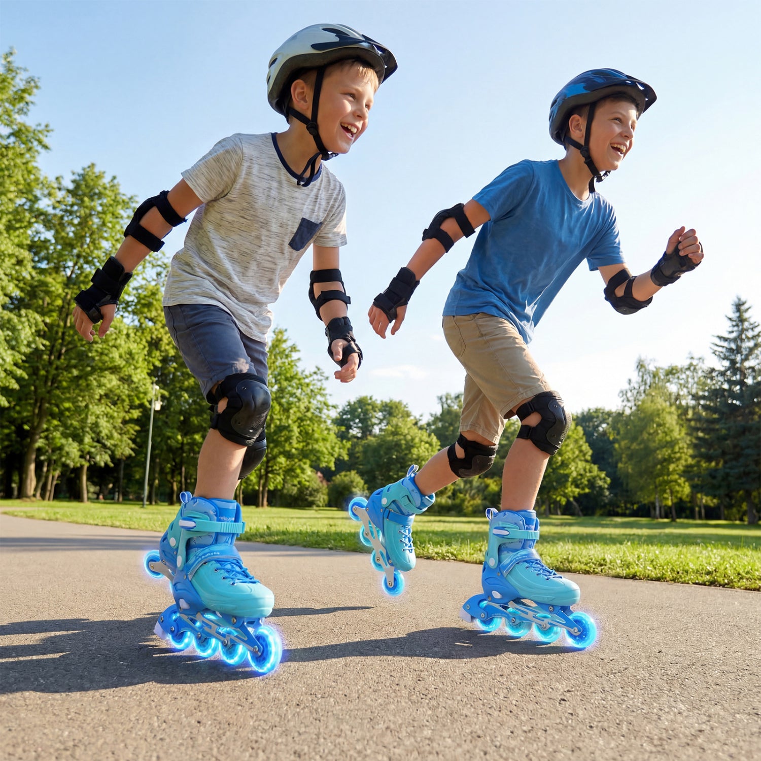 Light-Up Kids Inline Skates, 4-Size Adjustable, Ages 7-9, Blue Toy Sports at Gallery Canada