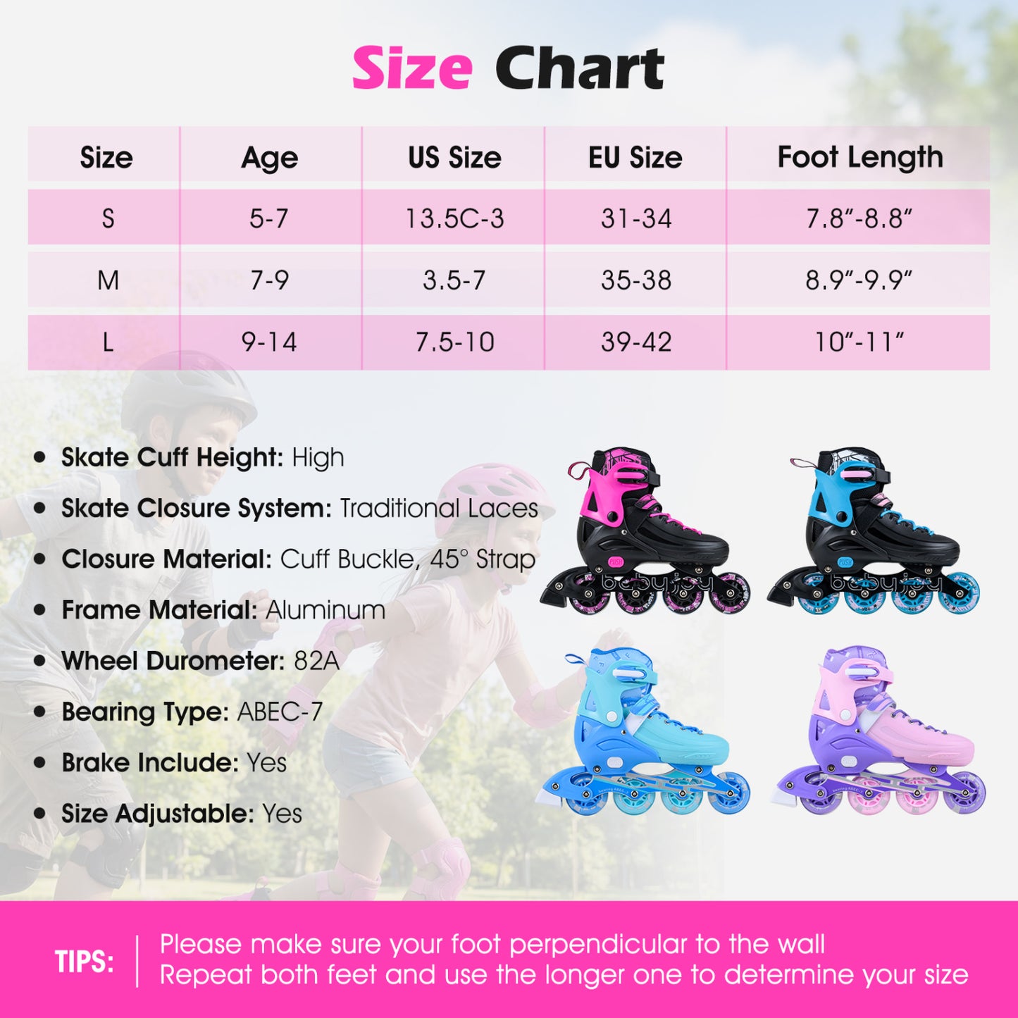 Light-Up Adjustable Inline Skates, 4-Size, Ages 7-9, Pink Toy Sports at Gallery Canada