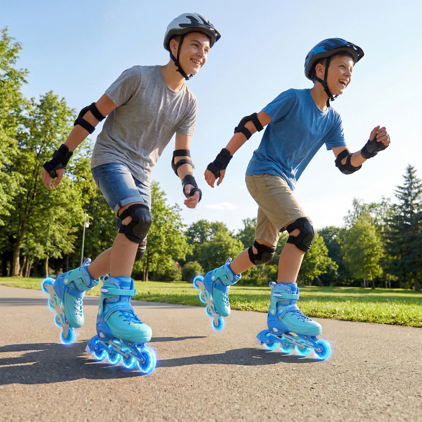 Light-Up Kids Inline Skates, 4-Size Adjustable, Ages 9-14, Blue Toy Sports at Gallery Canada
