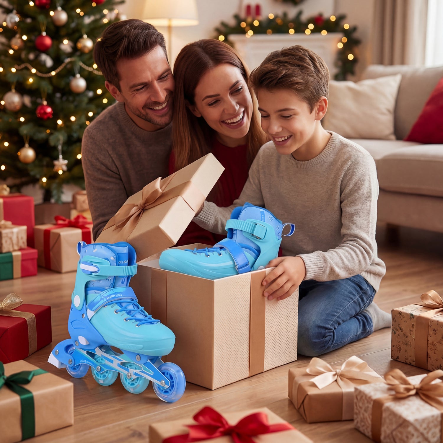 Light-Up Kids Inline Skates, 4-Size Adjustable, Ages 9-14, Blue Toy Sports at Gallery Canada