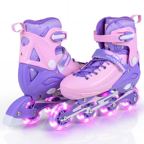 Adjustable Light-Up Inline Skates, 4-Size, Ages 9-14, Purple